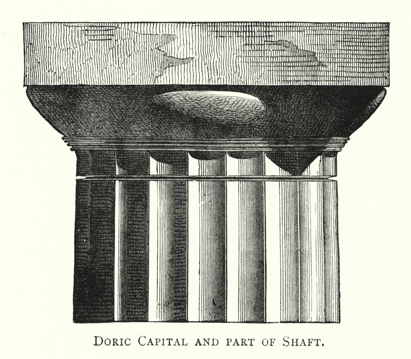 Capitello Dorico e parte del Fusto (incisione) da English School