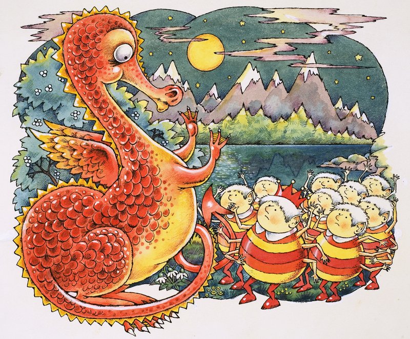 Drago avvicinato da creature aliene da English School