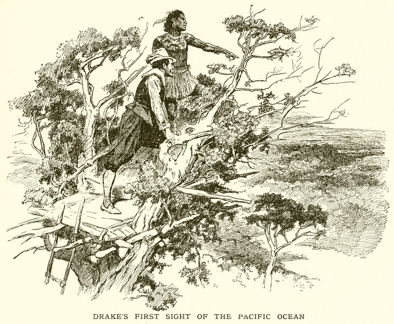 La prima vista del Pacifico di Drake da English School