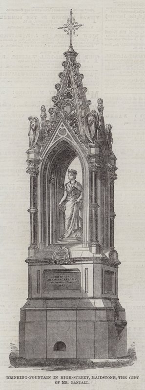 Fontana in High-Street, Maidstone, dono del Signor Randall (incisione) da English School