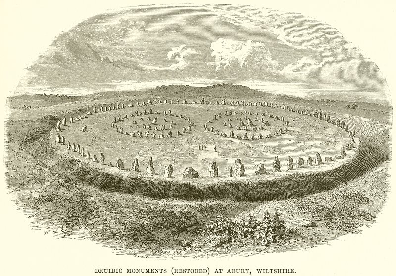 Monumenti druidici (restaurati) ad Abury, Wiltshire da English School