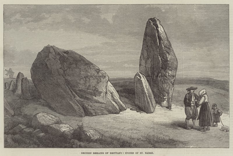 Resti druidici della Bretagna, Pietre di St Barbe (incisione) da English School