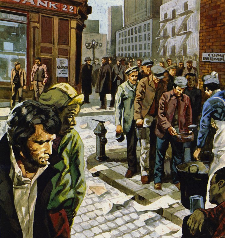 Durante la Depressione, Roosevelt fu portato al potere grazie alle sue riforme del New Deal da English School