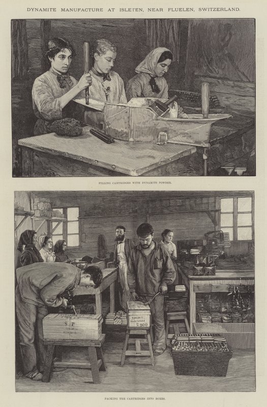 Fabbricazione di dinamite a Isleten, vicino a Fluelen, Svizzera da English School