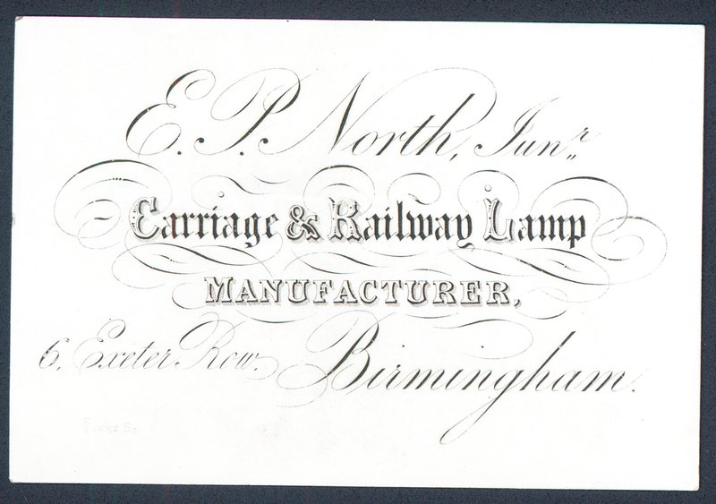 E P North, Junior, produttore di lampade per carrozze e ferrovie da English School