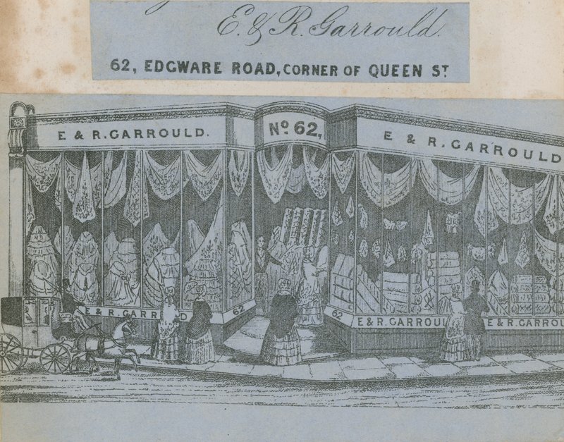 E & R Garrould, 62 Edgware Road, angolo di Queen Street, Londra da English School