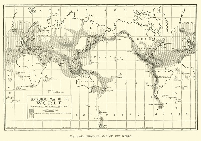 Mappa dei terremoti del mondo da English School