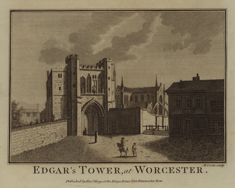La Torre di Edgar, a Worcester (incisione) da English School