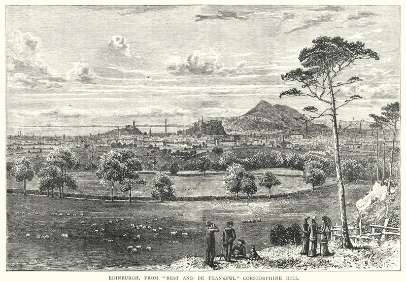Edimburgo, da "Rest and Be Thankful" Corstorphine Hill (incisione) da English School