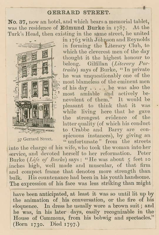 Edmund Burke e 37 Gerrard Street da English School