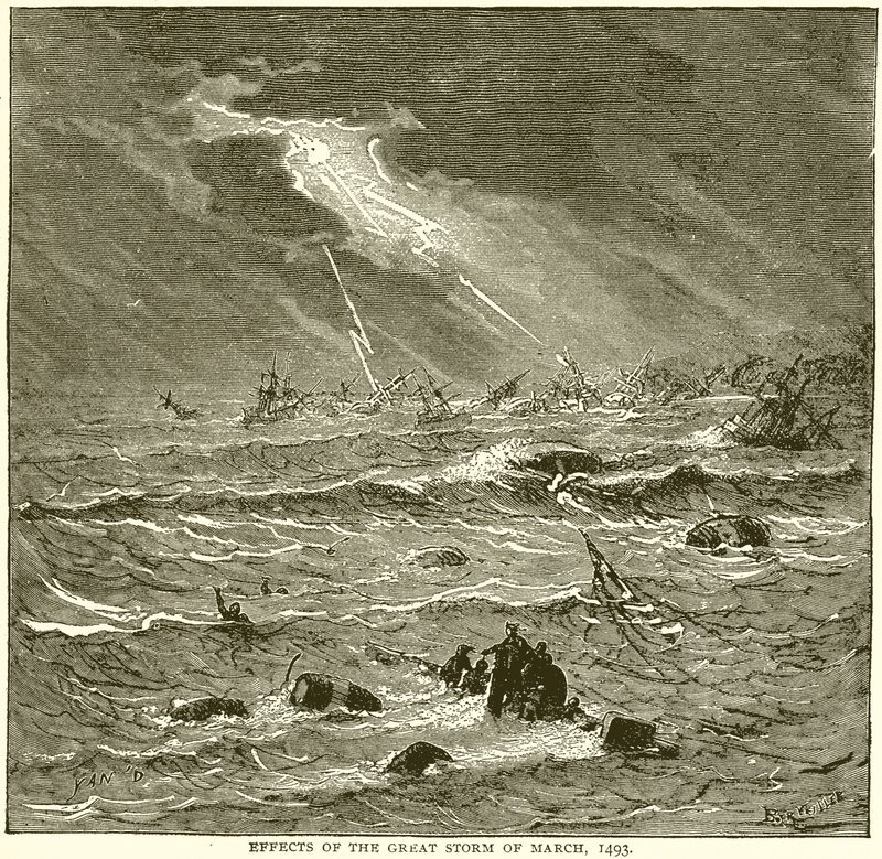 Effetti della Grande Tempesta del marzo 1493 da English School