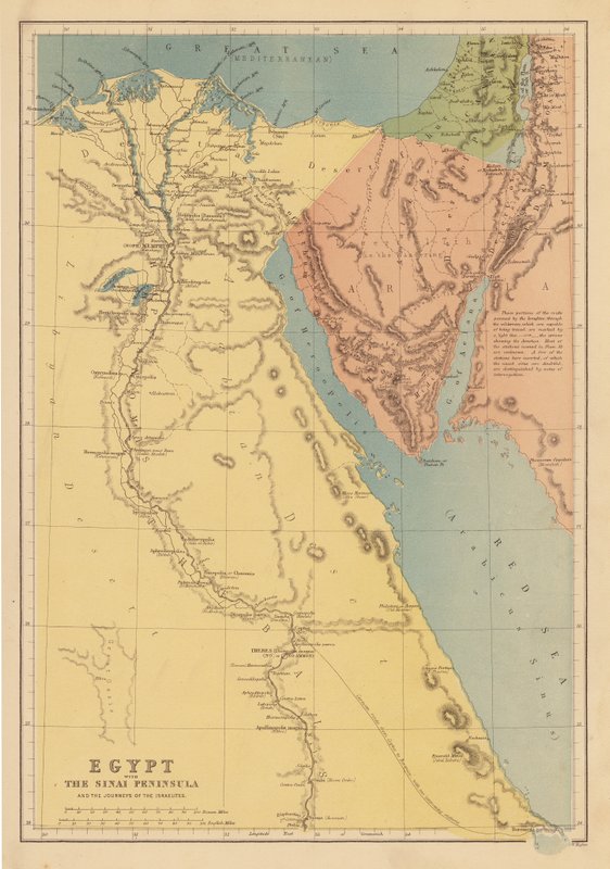Egitto con la penisola del Sinai e i viaggi degli Israeliti da English School