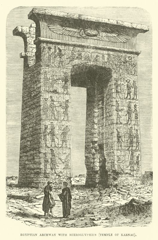 Arco egiziano con geroglifici, Tempio di Karnak da English School