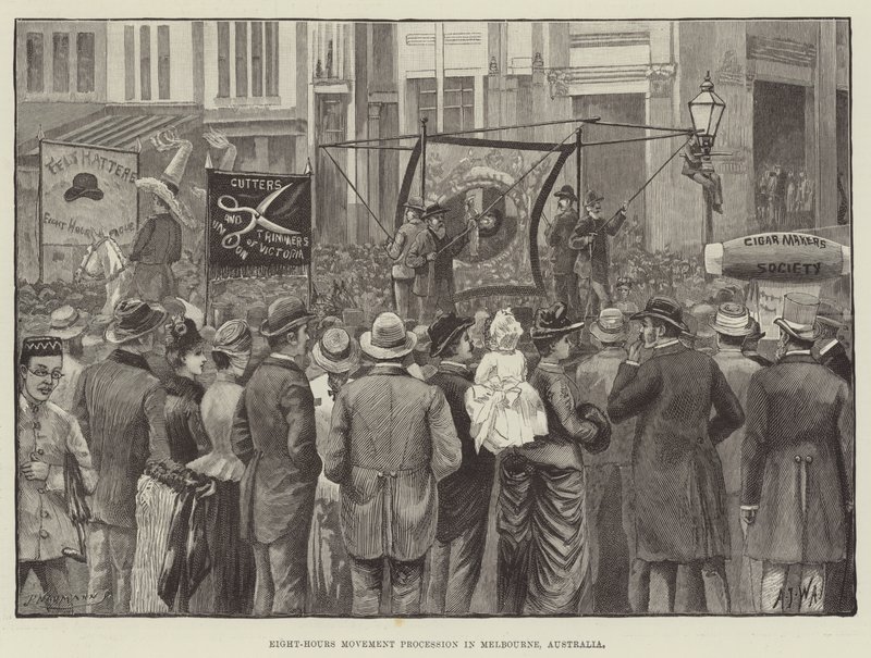 Processione del movimento delle otto ore a Melbourne, Australia da English School