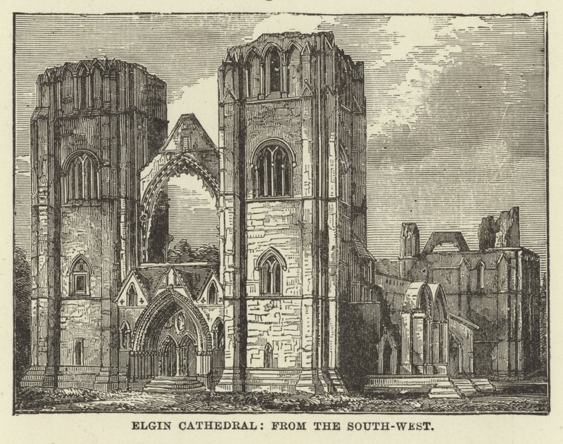 Cattedrale di Elgin, da sud-ovest da English School