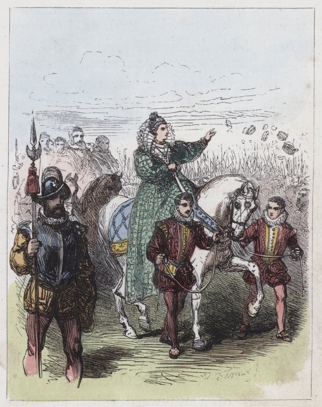 Elisabetta che rivede le truppe a Tilbury da English School