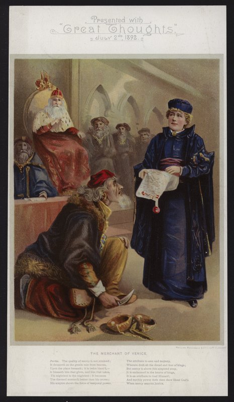 Ellen Terry come Portia in Il Mercante di Venezia da English School