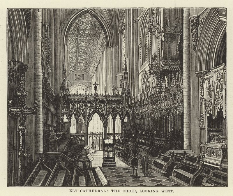 Cattedrale di Ely, il coro, vista verso ovest da English School