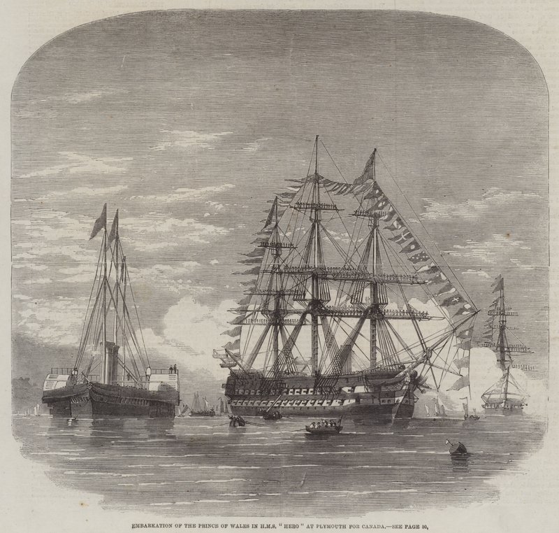 Imbarco del Principe di Galles sulla HMS "Hero" a Plymouth per il Canada da English School
