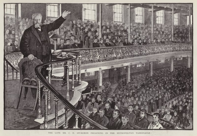 Il Predicatore Battista Particolare Inglese Charles Haddon Spurgeon che Predica al Metropolitan Tabernacle, Londra da English School