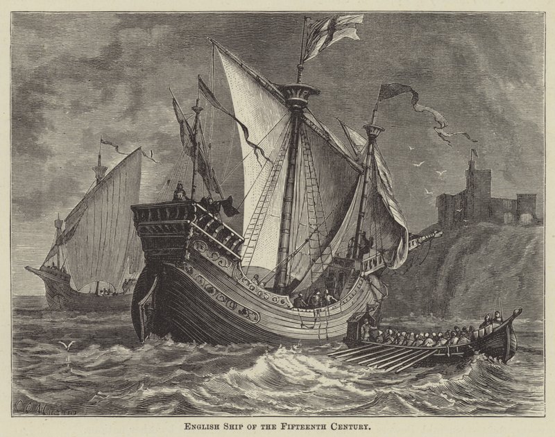Nave inglese del XV secolo (incisione) da English School