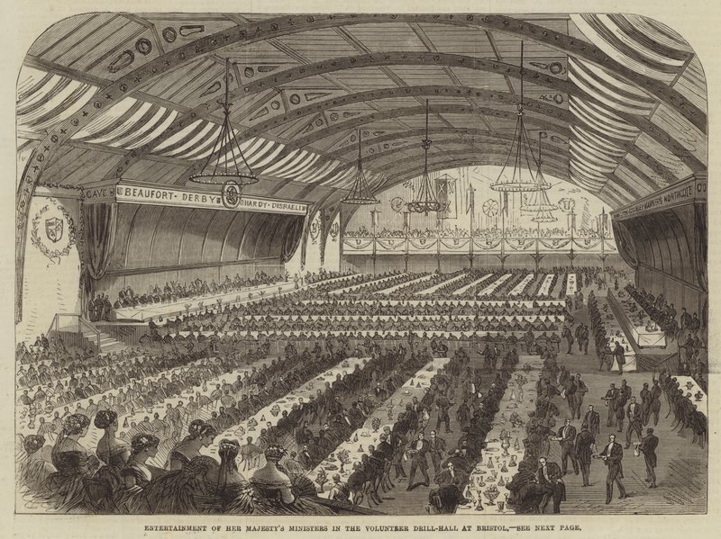 Intrattenimento dei Ministri di Sua Maestà nella Drill-Hall dei Volontari a Bristol (incisione) da English School