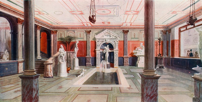 Ingresso della Hall di Messrs Pears, famosa per il sapone Pears, che riproduce una hall di Ercolano da English School