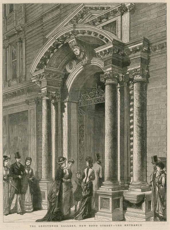 Ingresso della Grosvenor Gallery, New Bond Street, Londra da English School