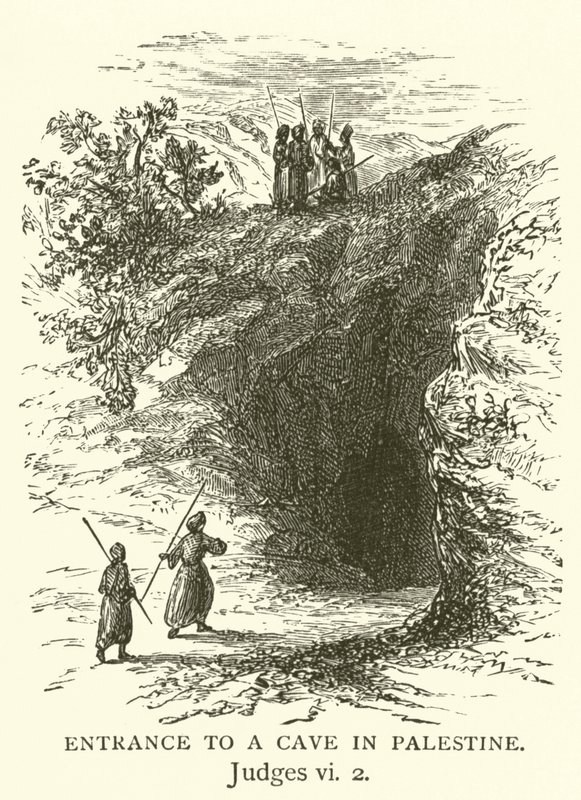 Ingresso a una grotta in Palestina, Giudici, vi, 2 (incisione) da English School