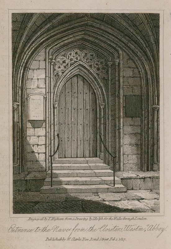 Ingresso alla Navata dai Chiostri, Abbazia di Westminster, Londra da English School