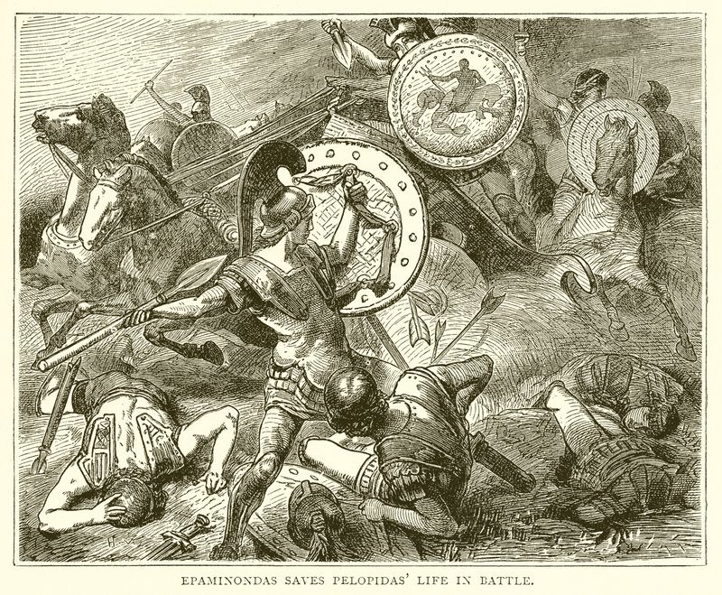Epaminonda salva la vita di Pelopida in battaglia da English School
