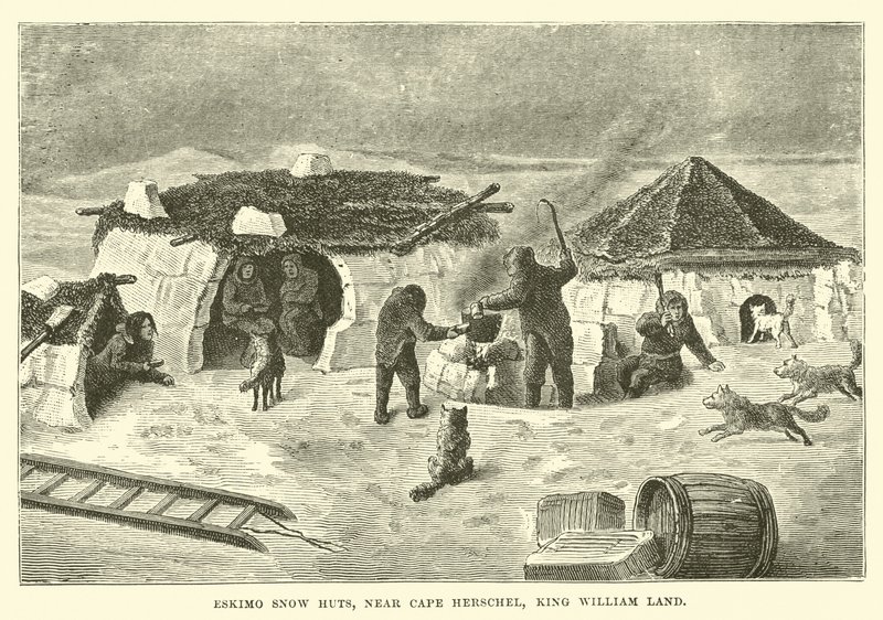 Igloo eschimesi, vicino a Capo Herschel, Terra di Re Guglielmo da English School