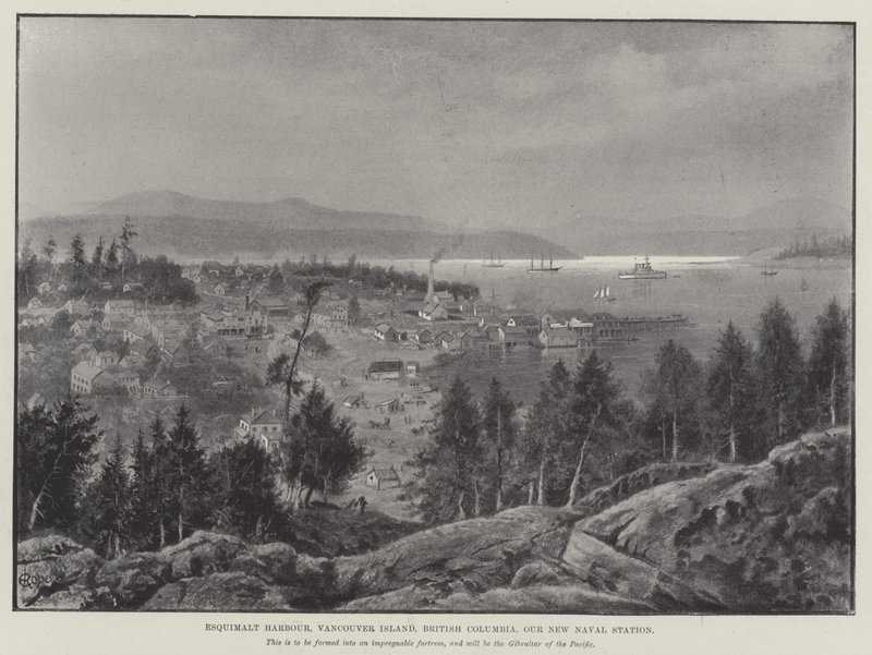 Porto di Esquimalt, Isola di Vancouver, Columbia Britannica, la nostra nuova stazione navale (incisione) da English School