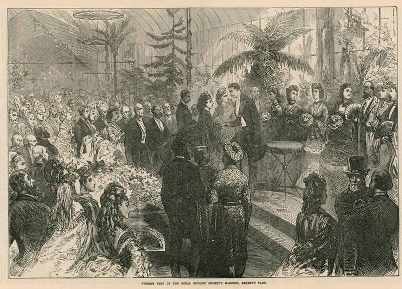 Festa serale nei Giardini della Società Botanica Reale, Regents Park, Londra da English School