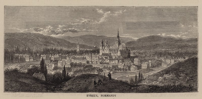 Evreux, Normandia (incisione) da English School