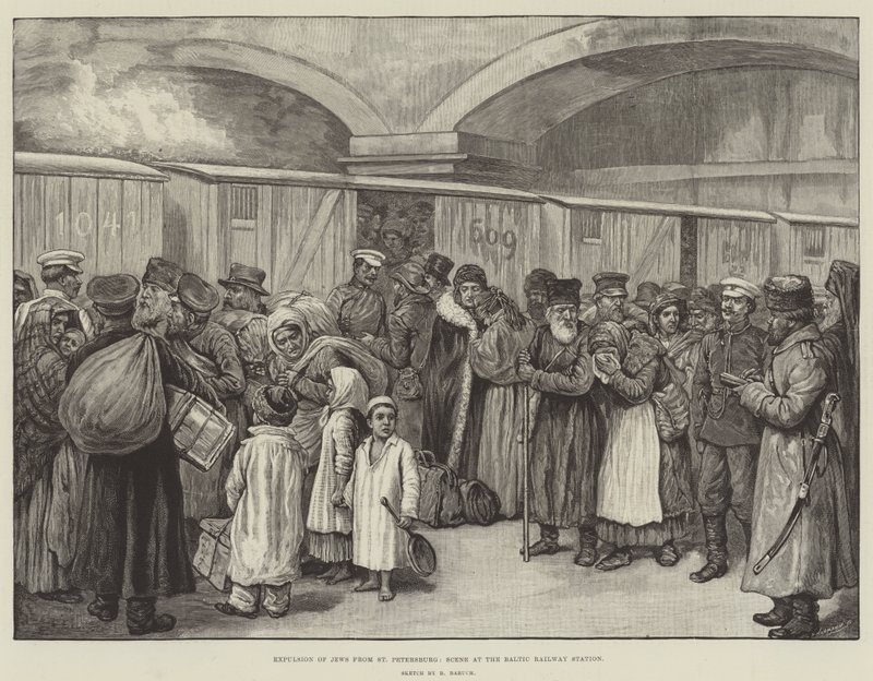 Espulsione degli ebrei da San Pietroburgo, scena alla stazione ferroviaria del Baltico da English School