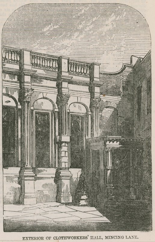 Esterno della Clothworkers Hall, Mincing Lane, Londra da English School