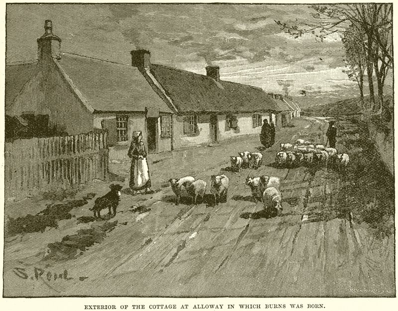 Esterno del cottage ad Alloway in cui nacque Burns da English School