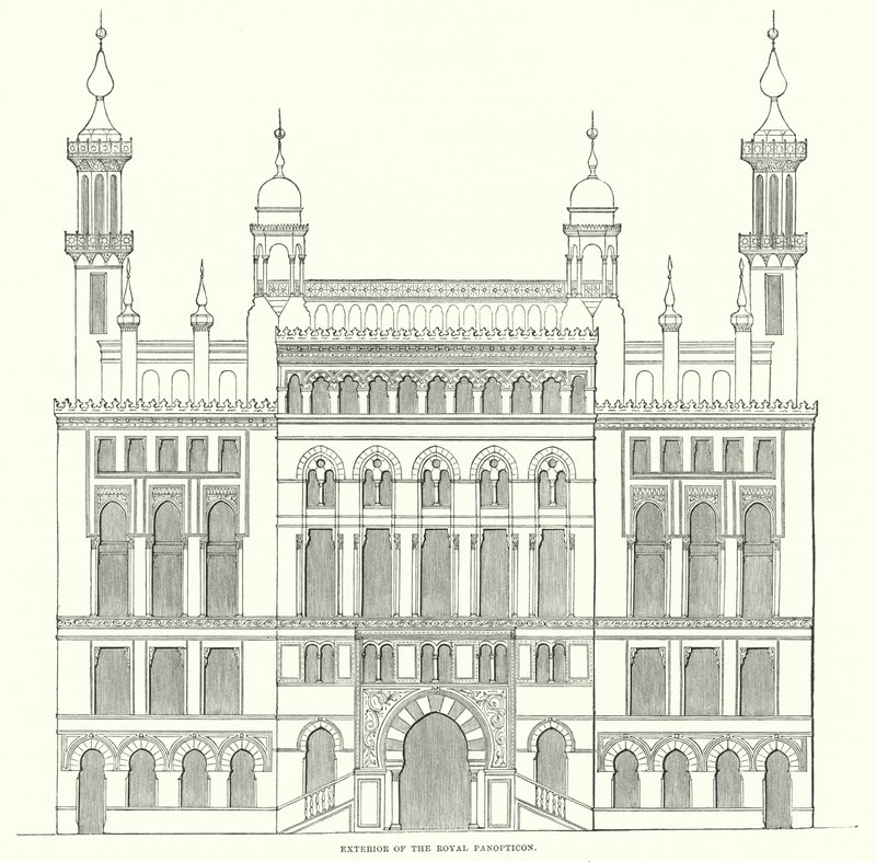 Esterno del Royal Panopticon (incisione) da English School