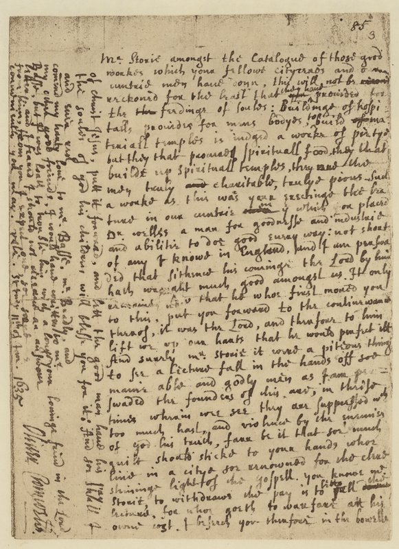 Fac-simile della lettera di Oliver Cromwell a Mr Storie, datata St Ives da English School