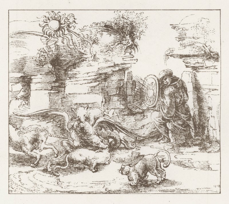 Facsimile di uno studio di Leonardo da Vinci da English School