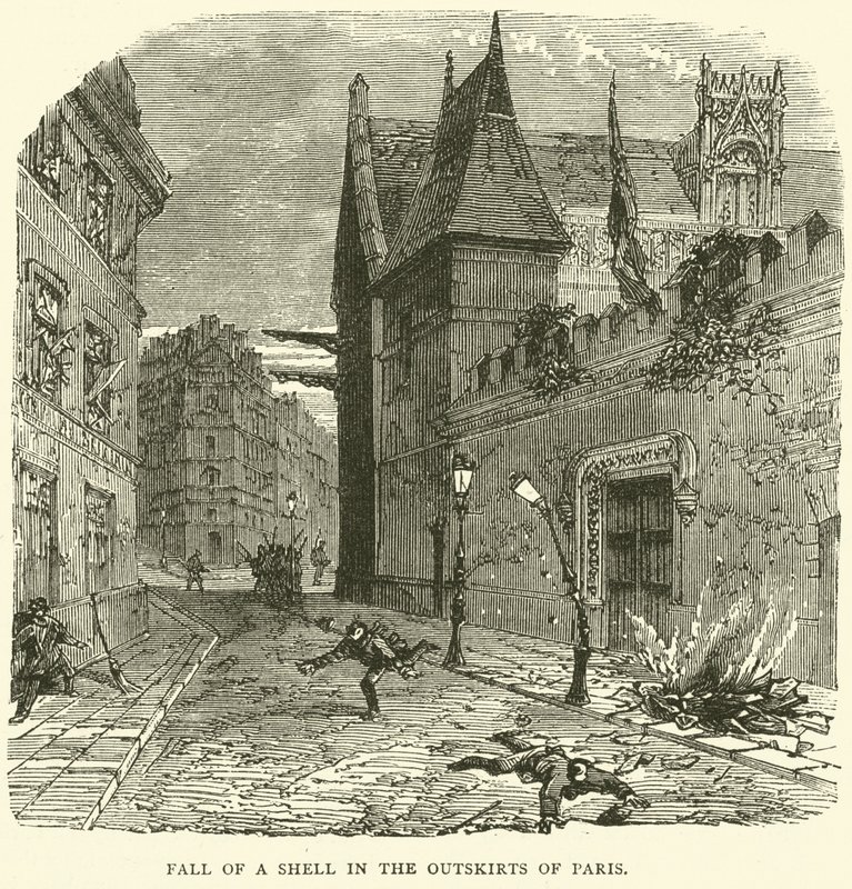 Caduta di un proiettile alla periferia di Parigi, ottobre 1870 da English School