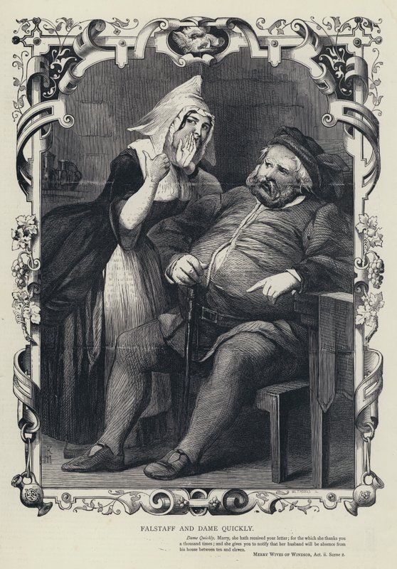 Falstaff e Dame Quickly, Le allegre comari di Windsor, Atto II, Scena 2 da English School