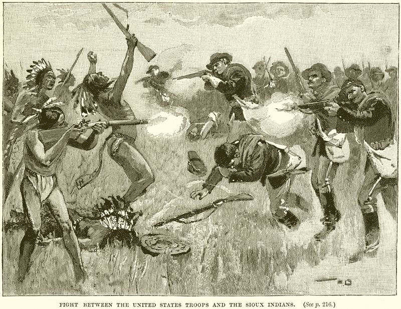 Combattimento tra le truppe degli Stati Uniti e gli indiani Sioux da English School