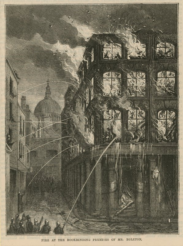 Incendio nei locali di rilegatura del signor Egleton da English School