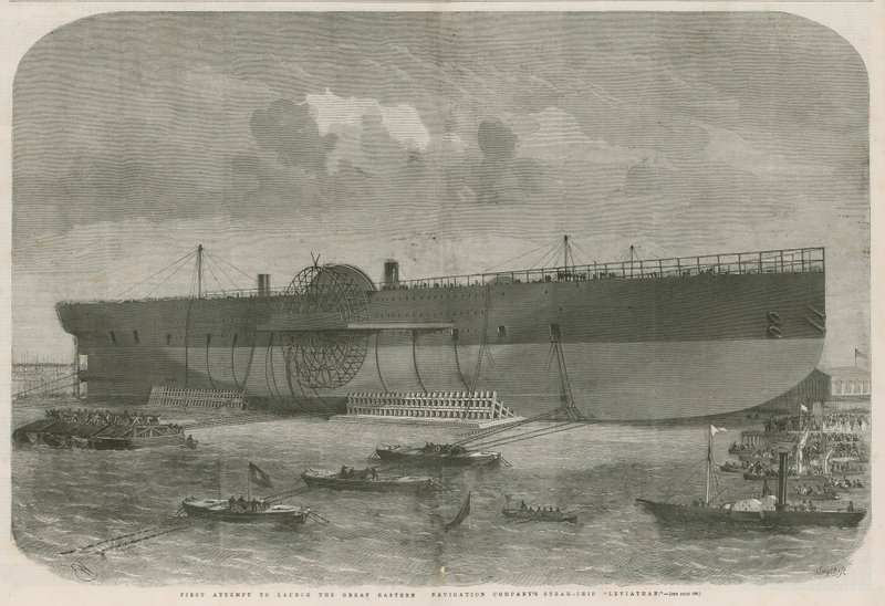 Primo tentativo di varo della nave a vapore Leviathan della Great Eastern Navigation Company da English School