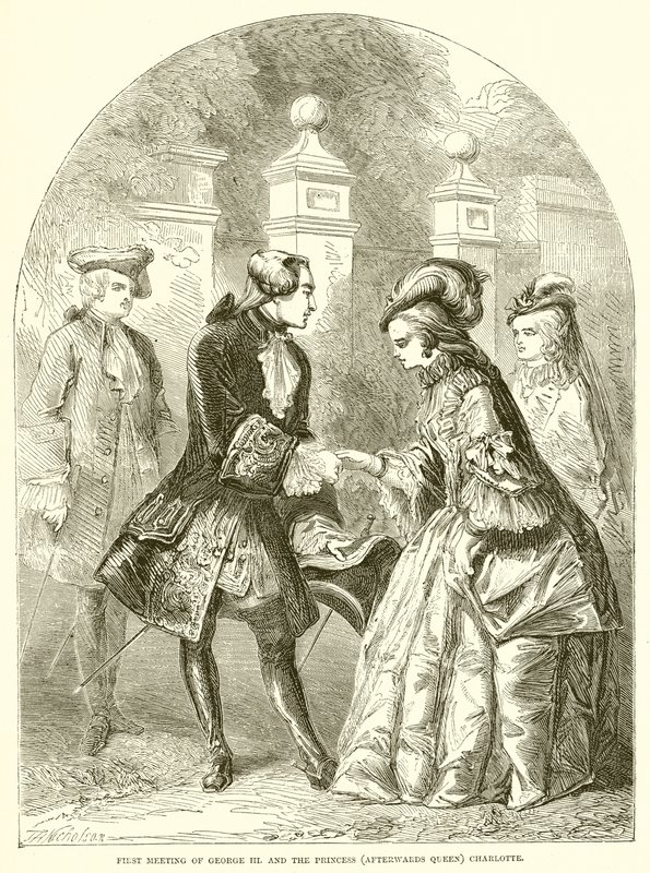 Primo incontro di Giorgio III e la principessa (poi regina) Carlotta da English School