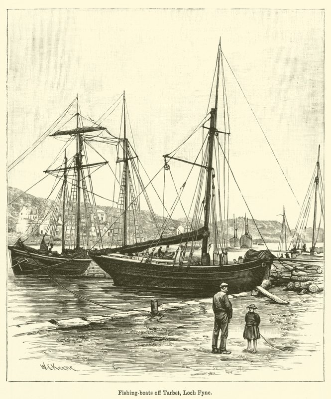Barche da pesca al largo di Tarbet, Loch Fyne da English School