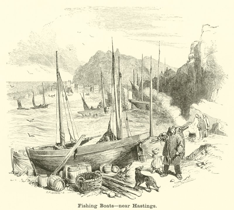 Barche da pesca, vicino a Hastings da English School