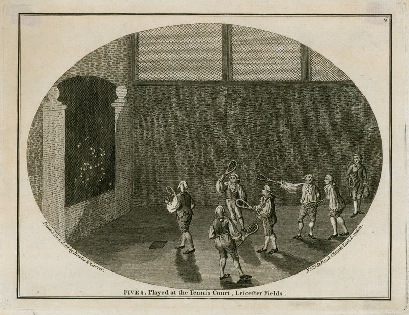 Fives, giocato al Tennis Court, Leicester Fields da English School